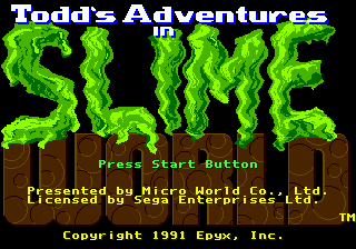 Todd's Adventures in Slime World (USA) Title Screen